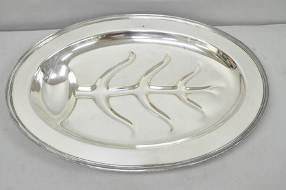 Vintage Crescent Regency Style Silver Plated Oval Cutlery Serving Platter Tray
