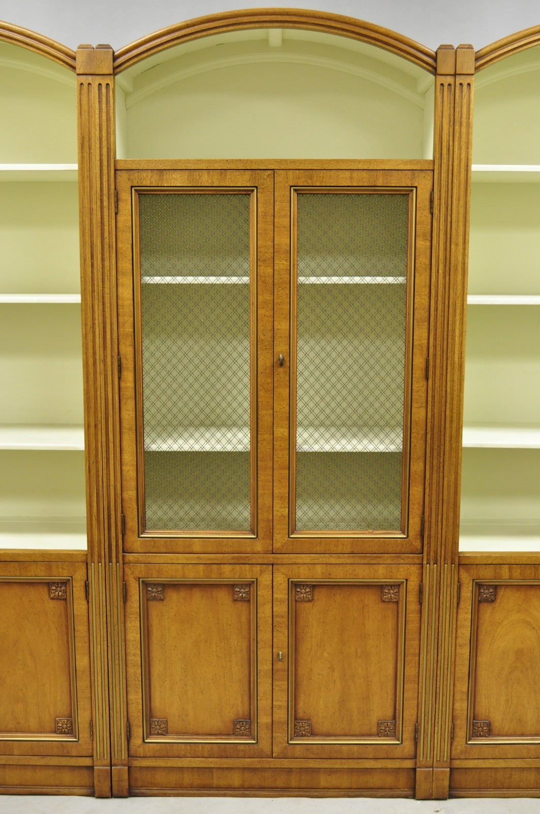 Henredon French Country Provincial Walnut Fruitwood 3 Pc Wall Unit Bookcase
