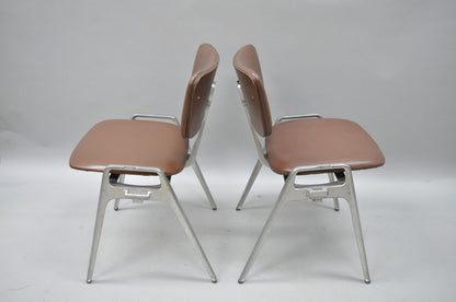 Mid Century Modern Cast Aluminum Stacking Side Chairs by Crucible (A) - a Pair