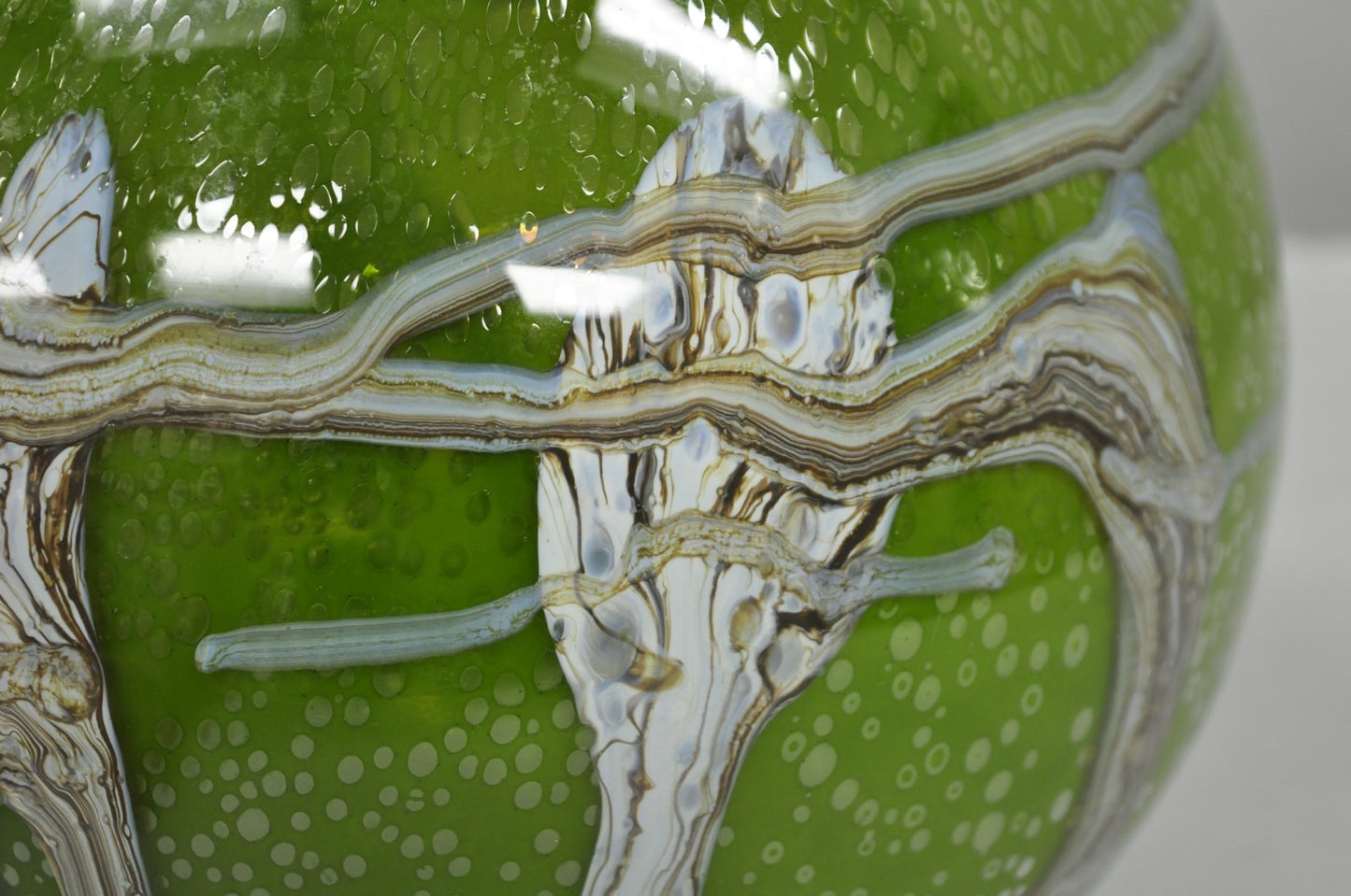 Vintage Italian Mid Century Modern Hand Blown Bubble Glass Green Studio Vase