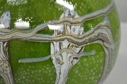 Vintage Italian Mid Century Modern Hand Blown Bubble Glass Green Studio Vase