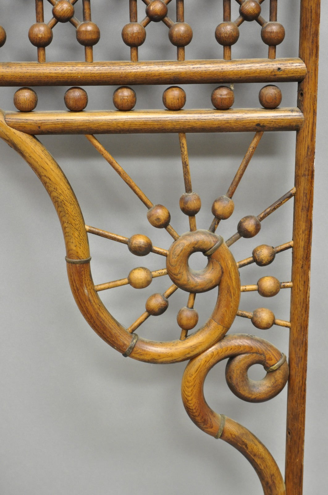 Antique Victorian Oak Stick & Ball 84" Fretwork Archway Architectural Salvage