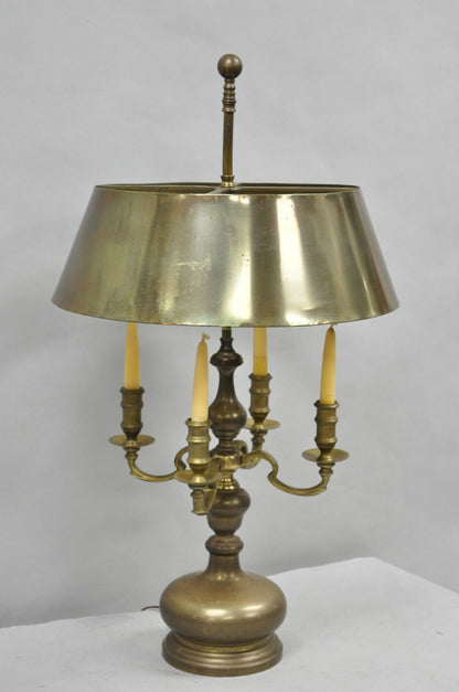 Vintage Chapman French Country Brass Tole Metal Bouillotte Desk Table Lamp