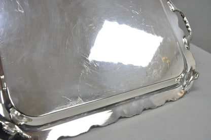 Vintage English Victorian Silver Plated Ornate Footed Serving Platter Bar Tray