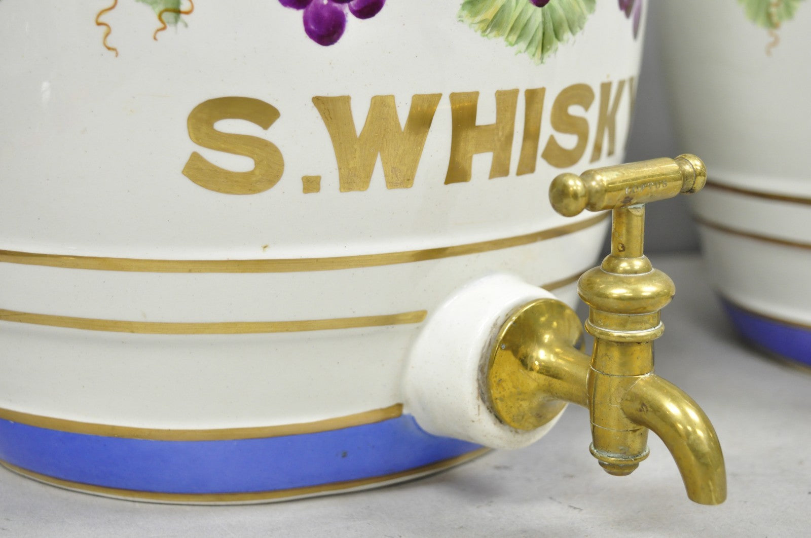 Antique Loftus London English Victorian Porcelain Spirits Whisky Barrels - Pair