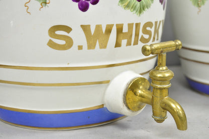 Antique Loftus London English Victorian Porcelain Spirits Whisky Barrels - Pair