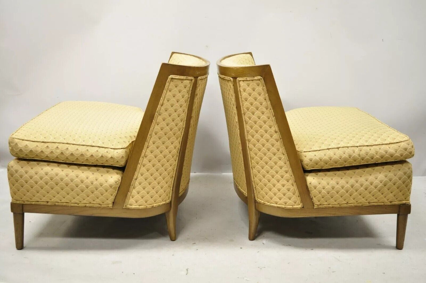 Mid Century Modern Paul McCobb Style Barrel Back Slipper Lounge Chairs - a Pair