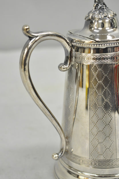 Antique English Victorian Silver Plated Small Coffee Pot Teapot Creamer Monogram