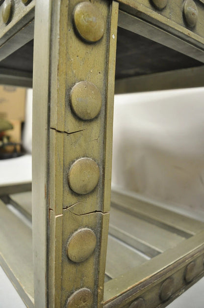Vintage Mid Century Modern James Mont Style Silver Brutalist Side End Table