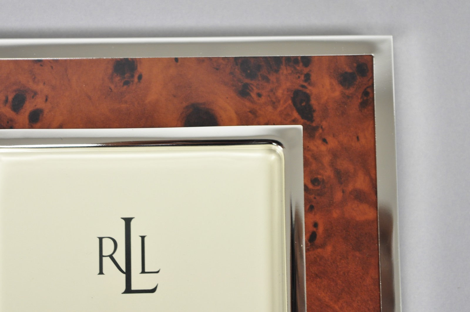 Lauren Ralph Lauren Harlow Burl Wood & Silver Plated 4x6 Photo Picture Frame NIB