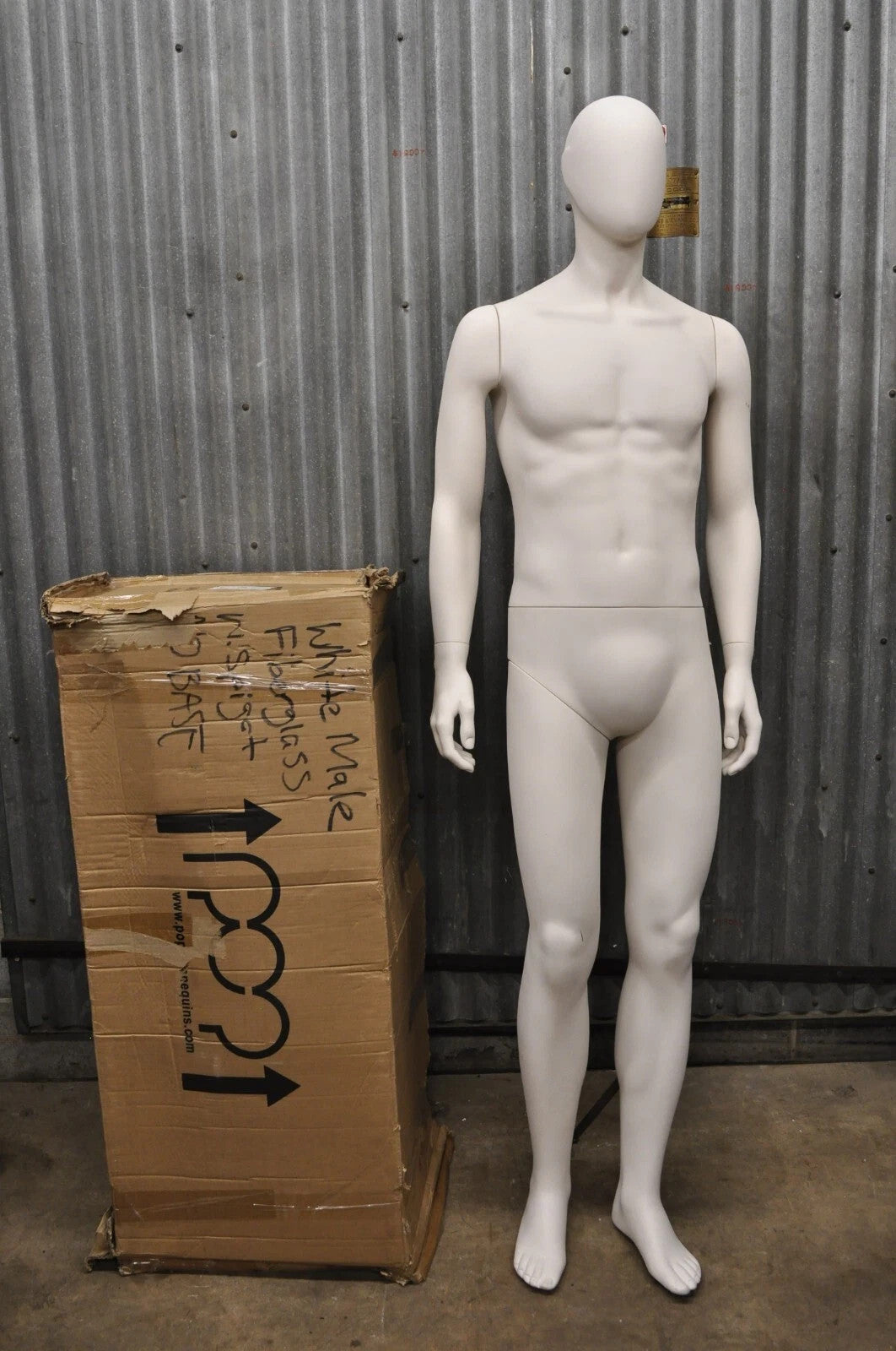 Male Fiberglass White Matte Finish Full Body Display Mannequin by Almax (B)