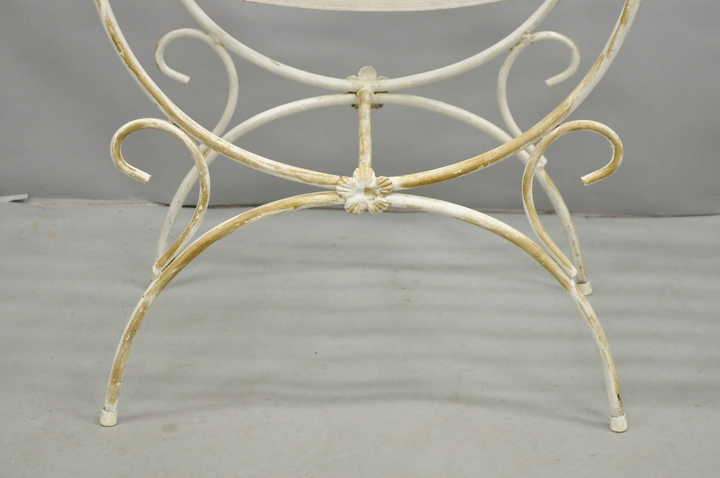 Vintage Italian Regency Wrought Iron & Brass Curule X Frame Stool - a Pair