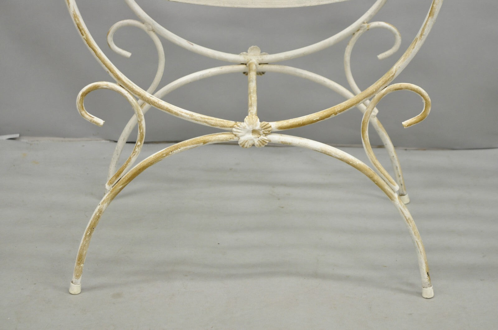 Vintage Italian Regency Wrought Iron & Brass Curule X Frame Stool - a Pair