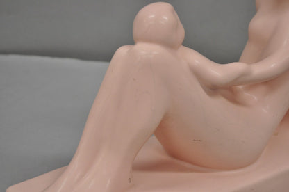 Vintage Royal Haeger "Mother and Child" Pale Pink Ceramic Statue Sculpture