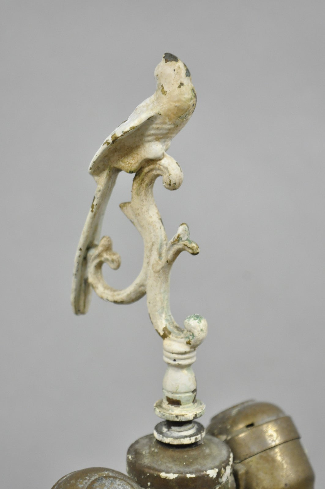 Antique Italian Blanc de Chine White Porcelain Perched Parrot Bird Table Lamp