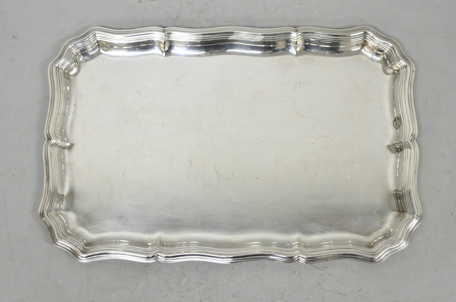 Vintage English Edwardian Silver Plated Scalloped Small Bar Trinket Dish Tray