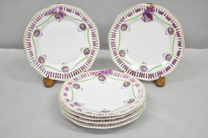 Schumann Bavaria Germany Victorian Reticulated Floral Roses 8.5" Plates  - 6 Pcs