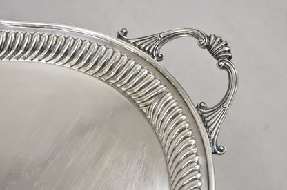 Antique English Edwardian Eagle & Crown Engraved Oval Serving Platter Tray