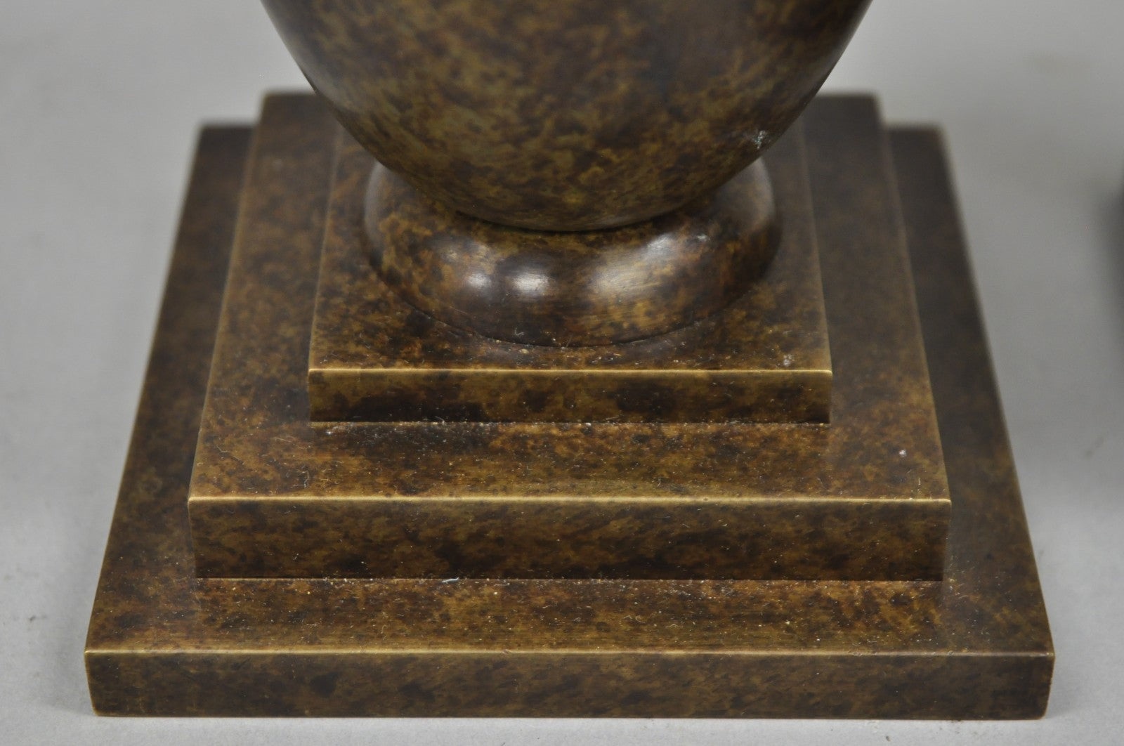Antique French Art Deco Bronze Fluted Altar Vase w/ Butterfly Moth - a Pair