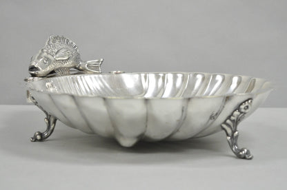 Vintage English Regency Sheffield Silver Plated Fish Clam Shell Serving Platter