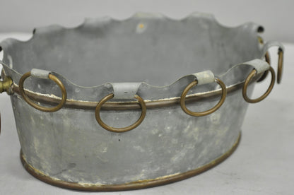 Vintage French Country Tole Zinc Metal Cachepot Planter Pot Made in Portugal
