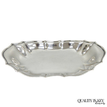 Vintage English Victorian Style Scalloped Oval Narrow Silver Plated Trinket Dish