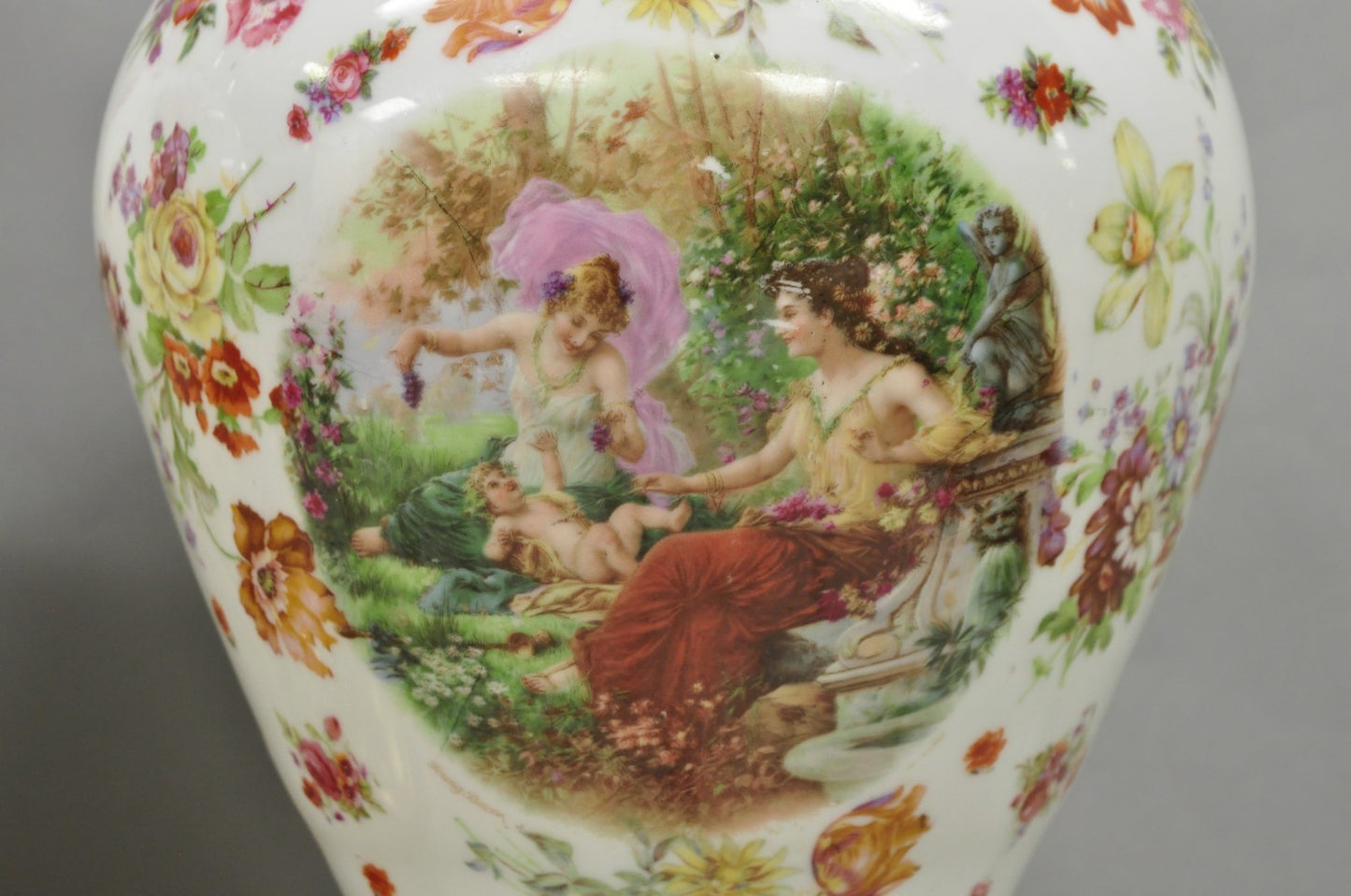 Victorian German Porcelain Ginger Jar Vase Meissen attr. French Table Lamp Pair