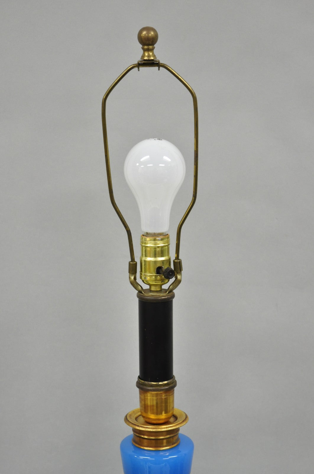Vintage Chinoiserie James Mont Style Blue Glass Gold Gilt Tall Table Lamp
