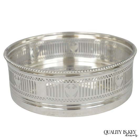 Antique Gorham English Edwardian Silver Plated "Urns" Large 9" Bar Wine Coaster