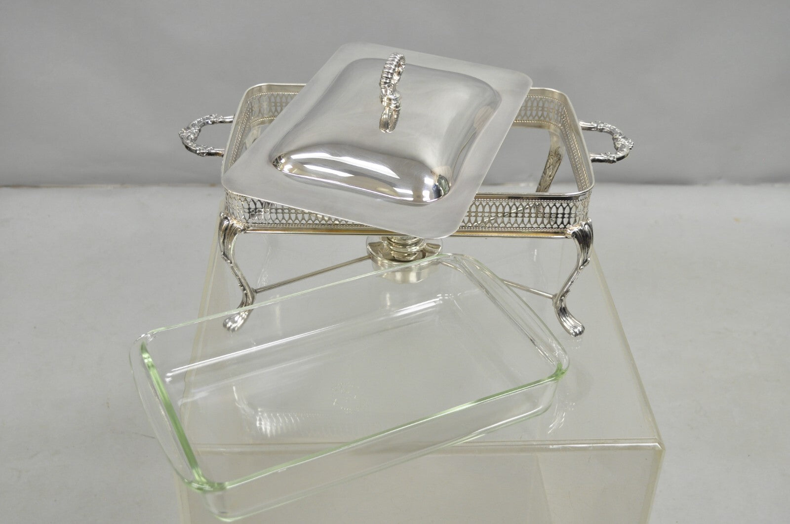 Vintage Sheffield USA Victorian Silver Plated Chafing Dish Buffet Food Warmer