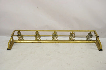 Antique Victorian Brass Scroll Accented 58" Fireplace Hearth Fender Surround