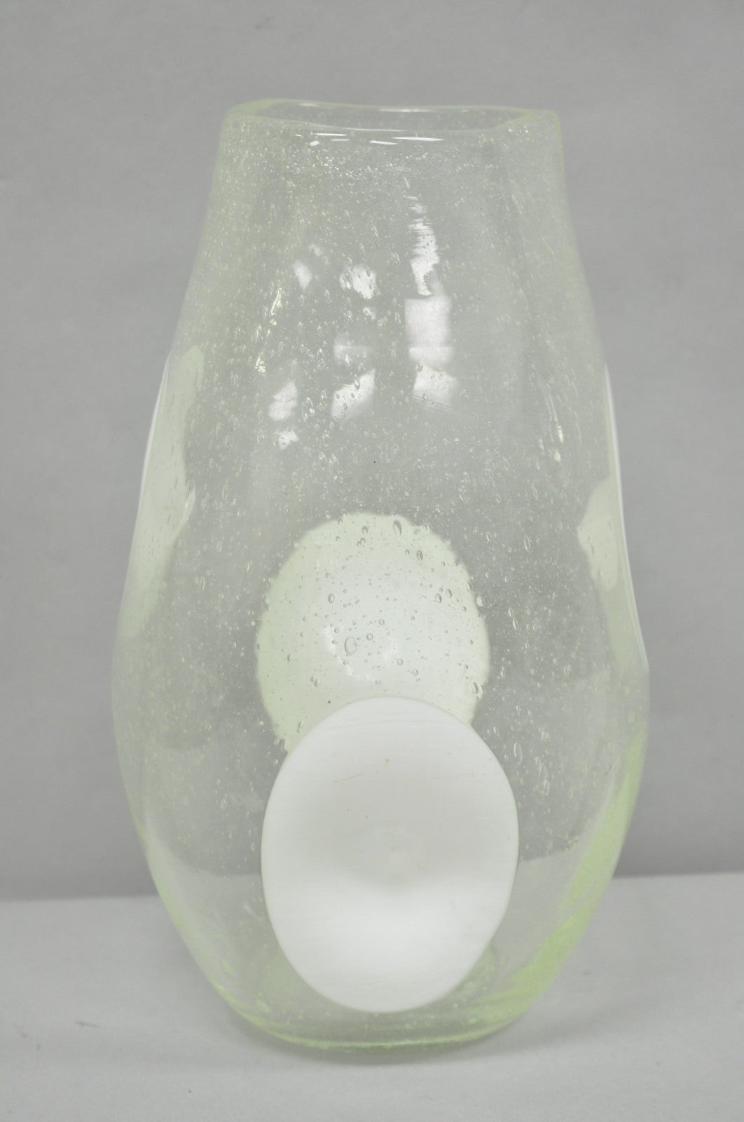 Vintage Mid Century Italian Modern Pulegoso Bubble Glass White Dimple 14" Vase