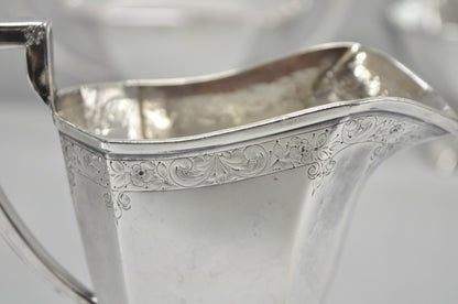 Antique English Art Deco Silver Plated Tea Service Set by BSCEP (5329) - 4 Pcs