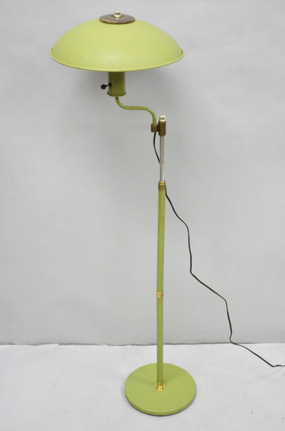 Vintage Mid Century Modern Avocado Green Adjustable Flying Saucer Floor Lamp
