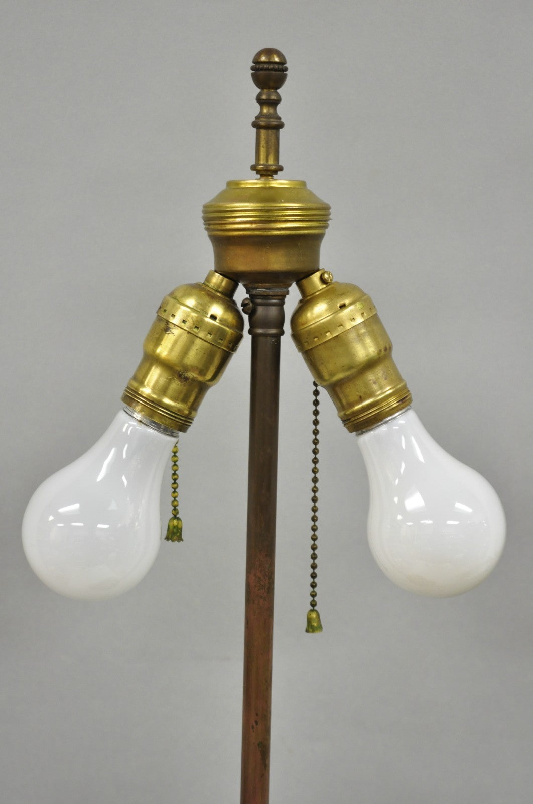Antique French Country Reclaimed Harvest Carved Oak Wood Baluster Table Lamp