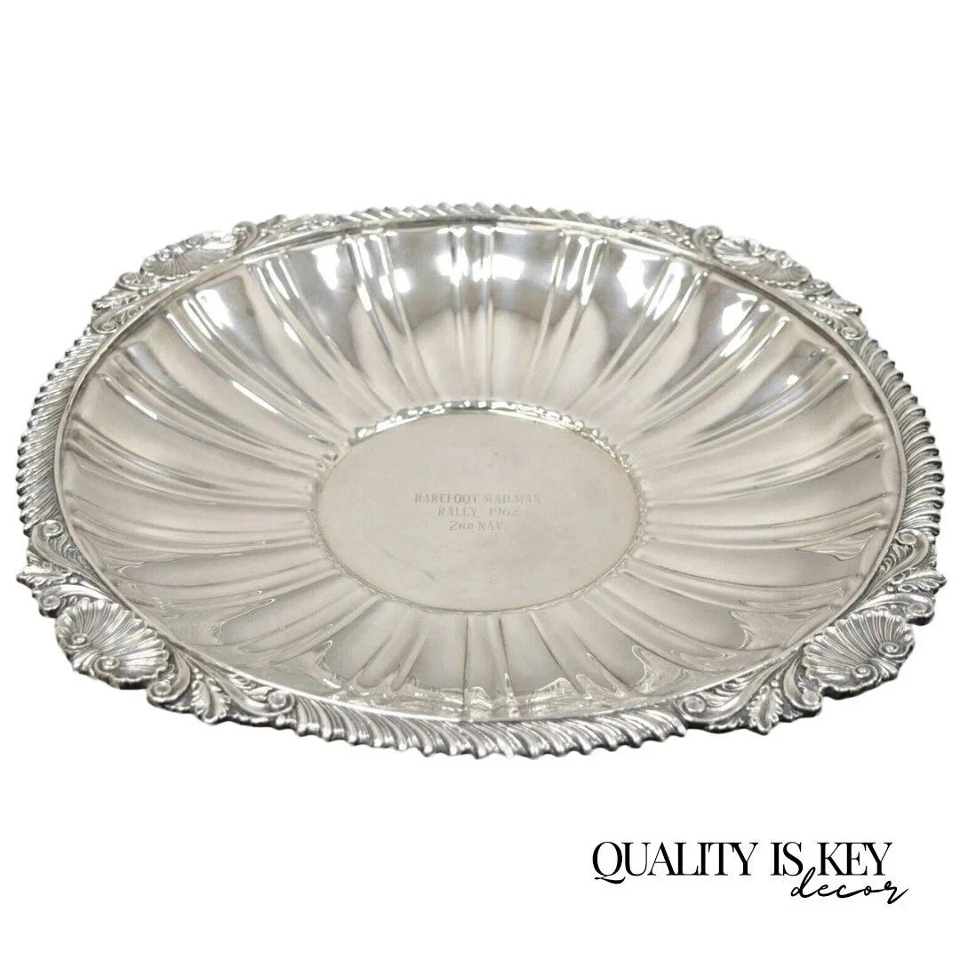 Antique "Barefoot Mailman Rally 1962" Award Silver Plated Serving Platter Tray