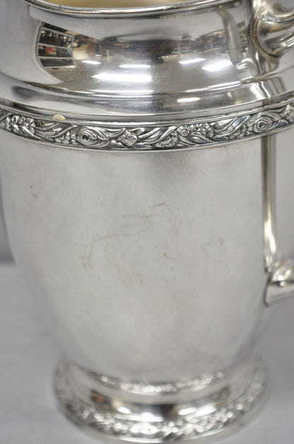 Vintage Victorian Oneida Maybrook Silver Plated Floral Repousse Water Pitcher