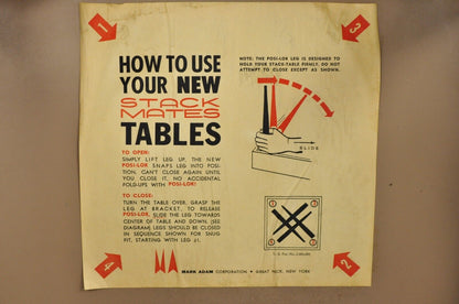 Vintage Mark Adam Co. Mid Century Modern Stacking Folding Leg Tables - Set of 3