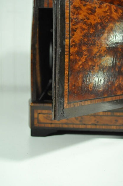 Antique French Brass Inlay Tantalus Box Cordial Decanter Set Liquor Cabinet