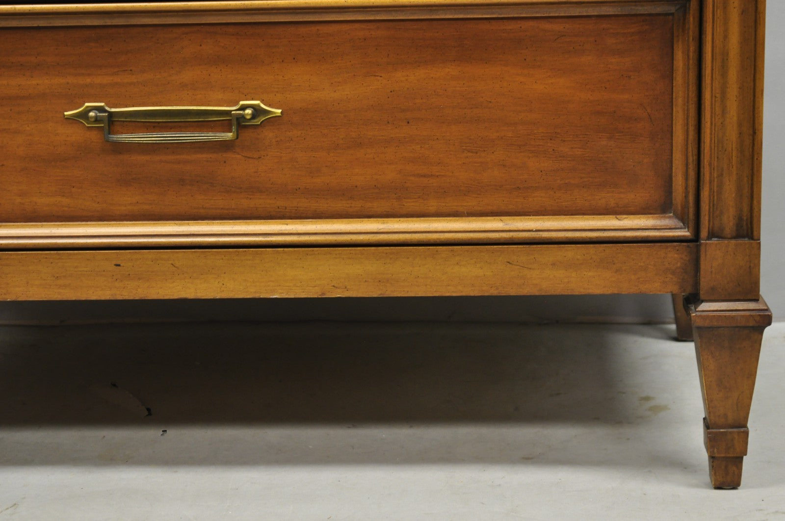 Vintage Hollywood Regency Cherry Wood 5 Drawer Tall Chest Dresser by White Furn