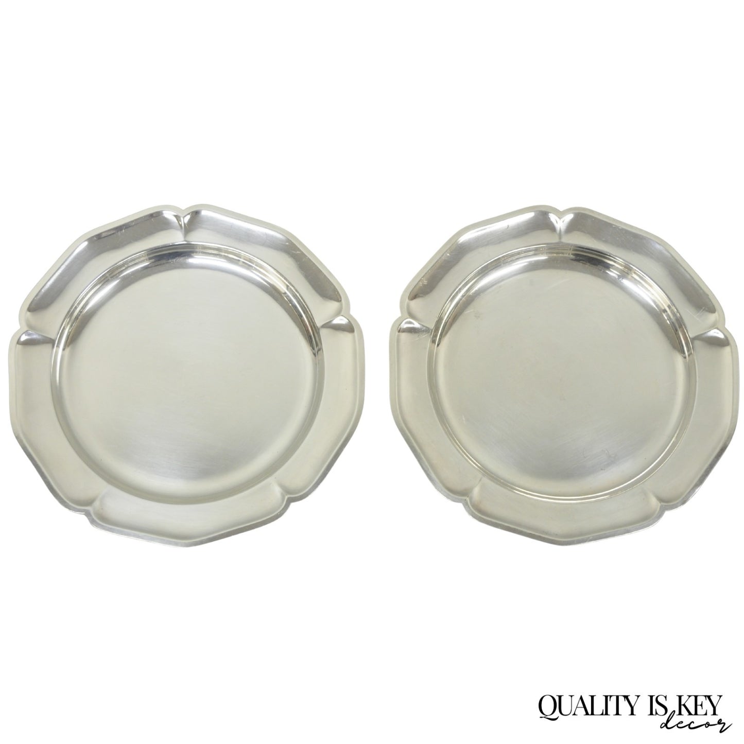Vintage International Silver Co 221 Modern Silver Plated 12" Platter Dish - Pair