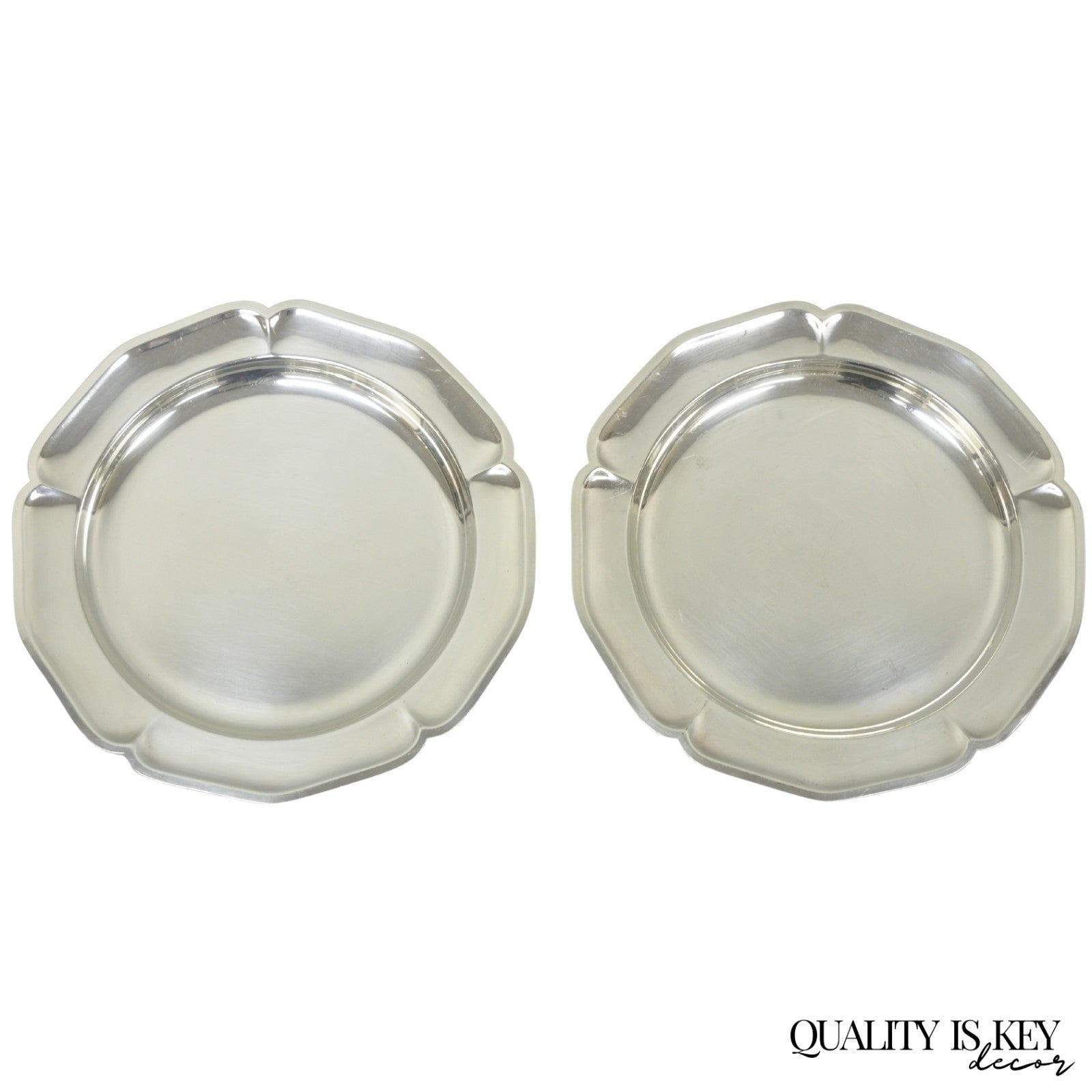 Vintage International Silver Co 221 Modern Silver Plated 12" Platter Dish - Pair