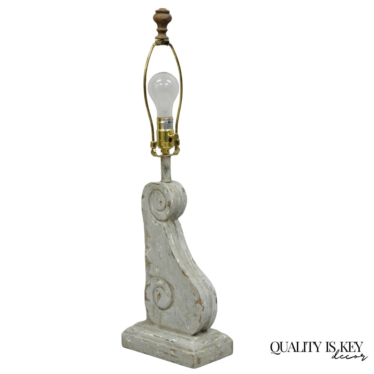 Contemporary Architectural Salvage Grey Distress Painted Wood Corbel Table Lamp