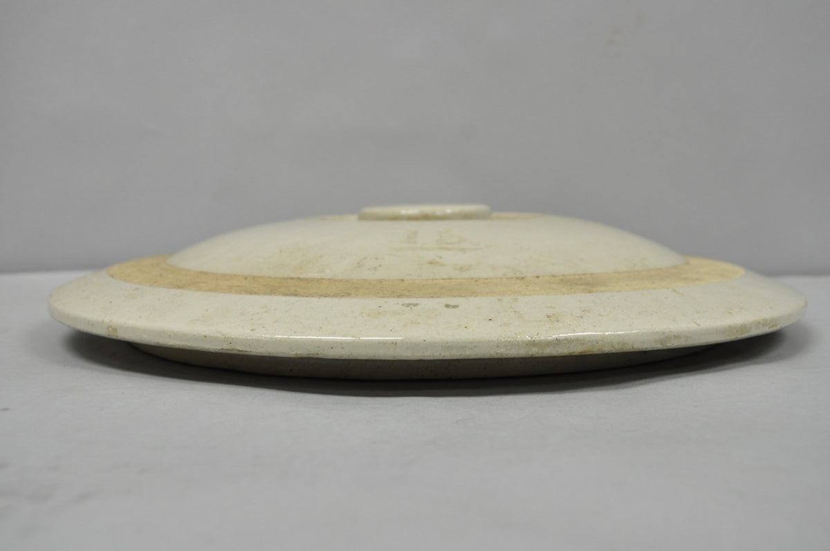 Antique American Primitive Salt Glazed Ceramic 15 Gallon Crock Pot Lid Cover