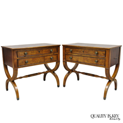 Ethan Allen Townhouse 2 Drawer Night Table Nightstand Curule Regency Style, Pair