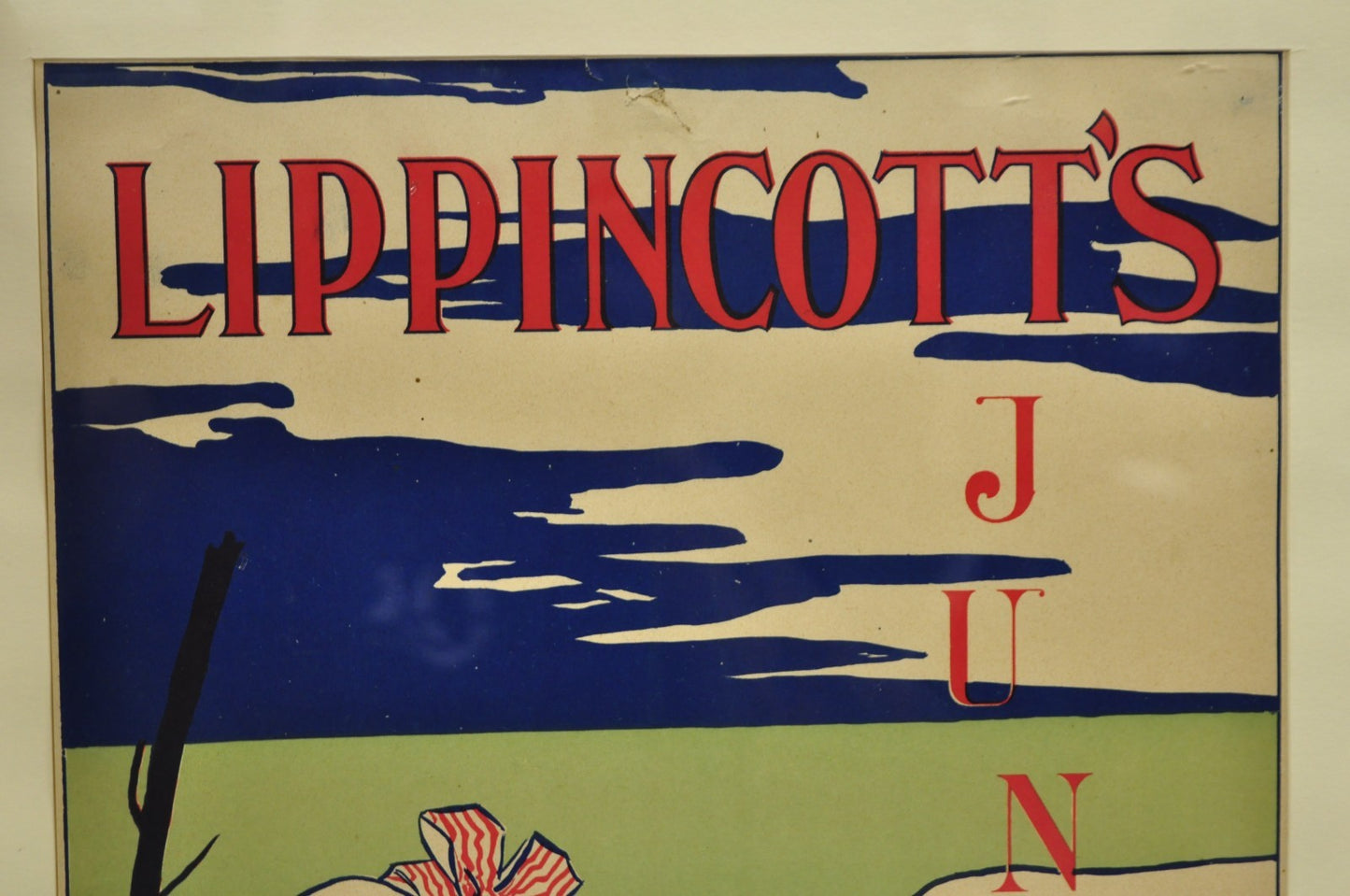 Antique Art Deco Will Carqueville Lippincott's "June" Framed Lithograph Print