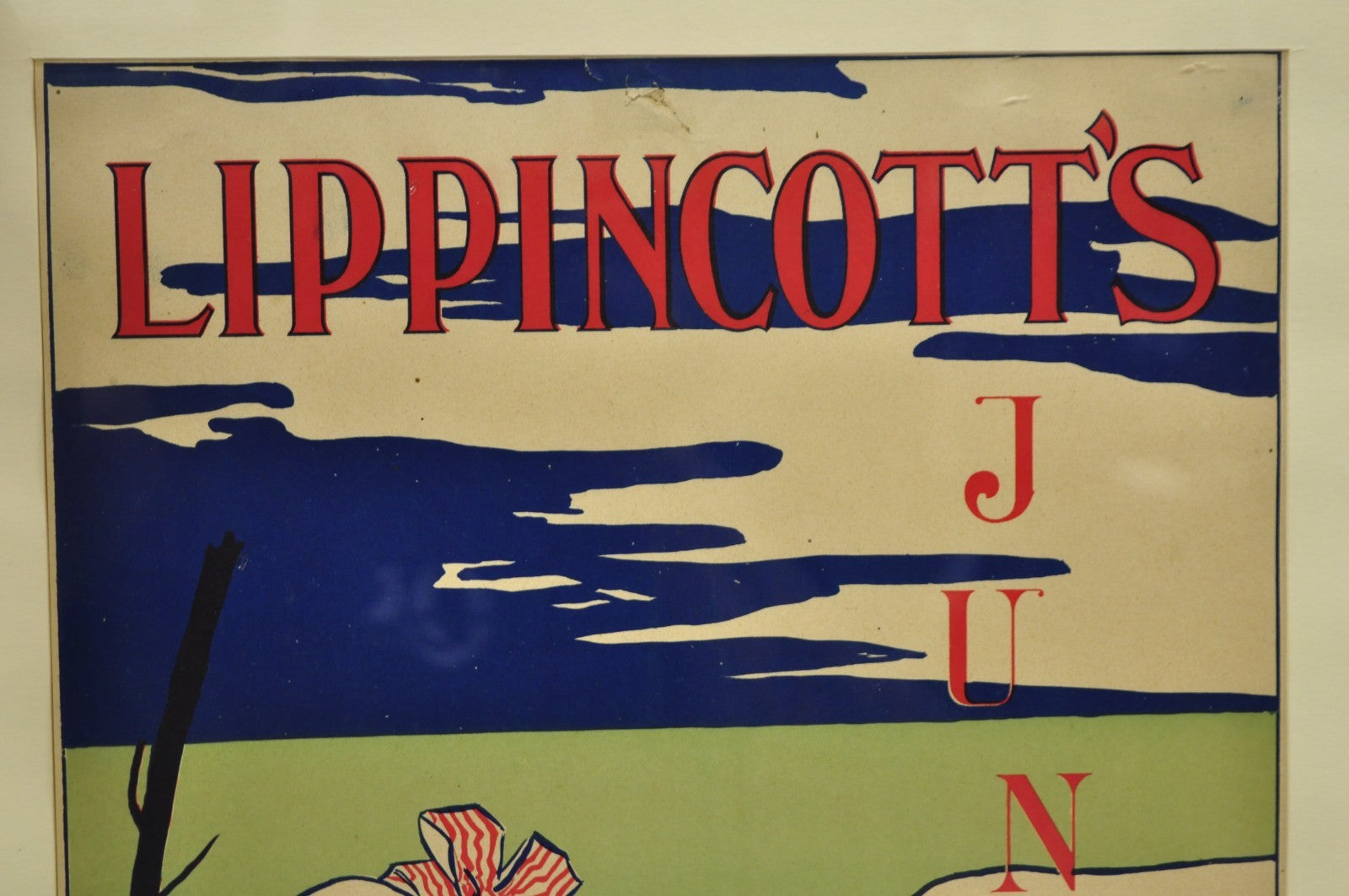 Antique Art Deco Will Carqueville Lippincott's "June" Framed Lithograph Print