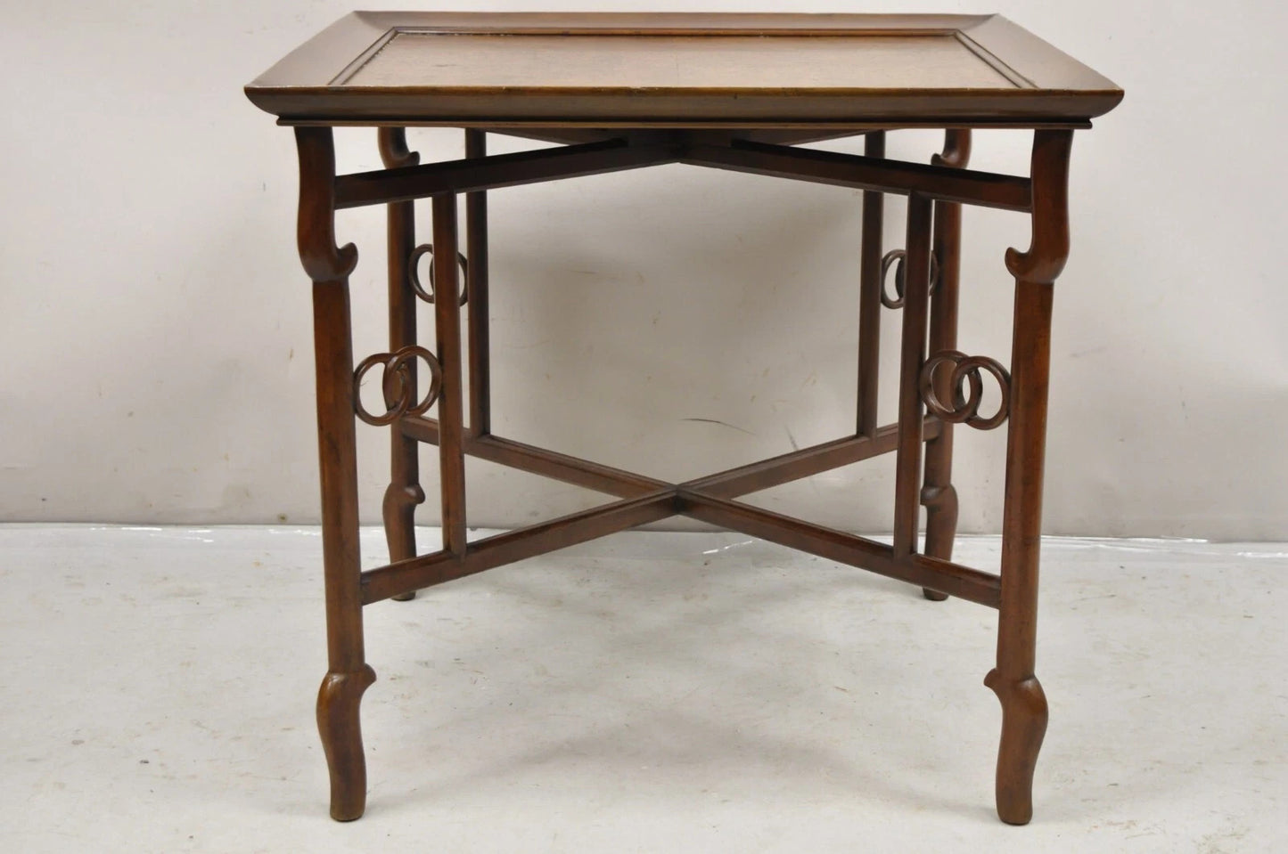 Michael Taylor for Baker Far East Asian Burl Wood Square Occasional Side Table