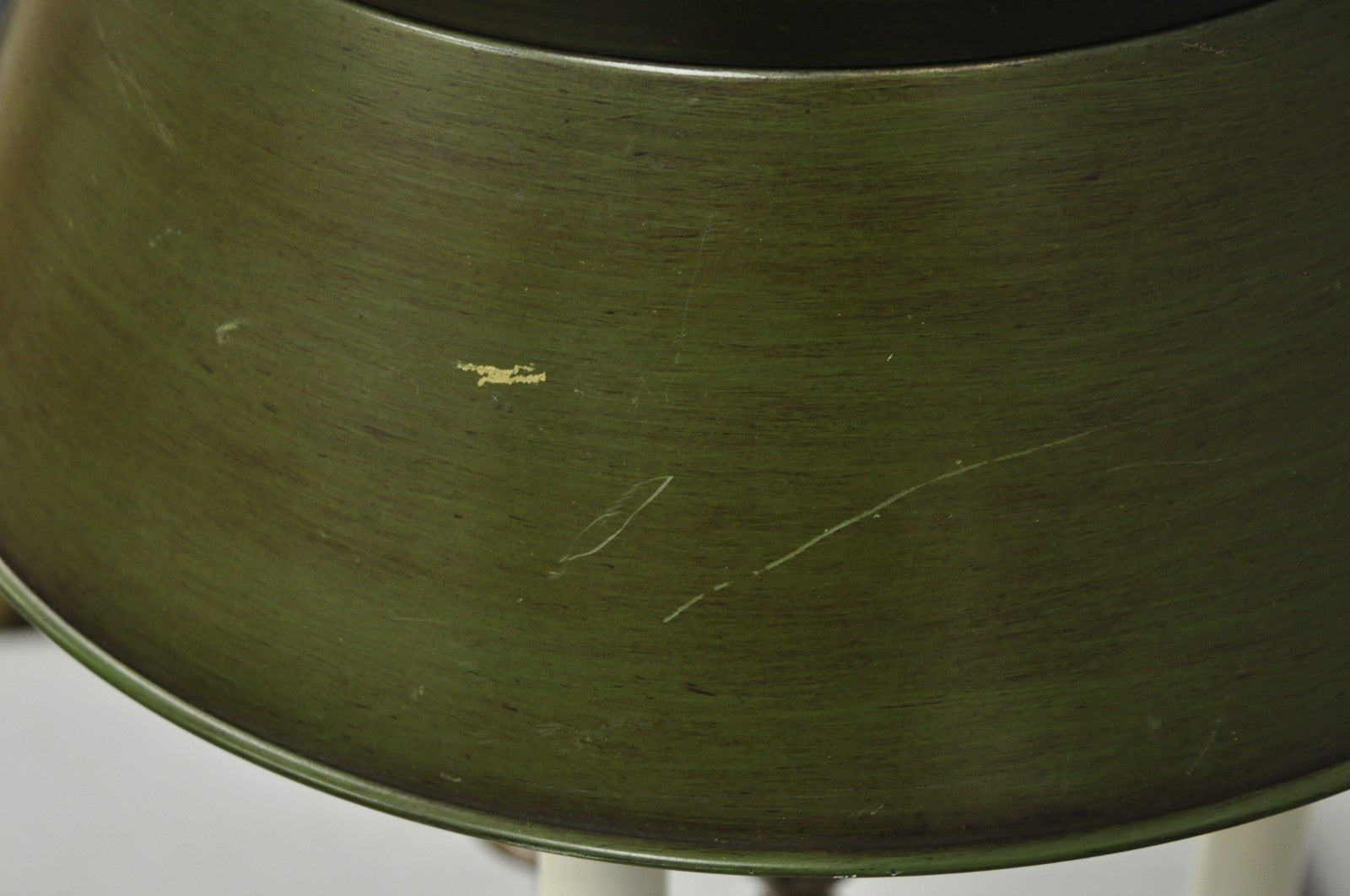 Frederick Cooper Brass Bouillotte Trumpet Arm Table Lamp w/ Green Tole Shade