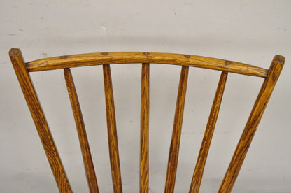 Pair Antique Hunt Country Furniture Colonial Pine Wood Hickory Style Side Chairs